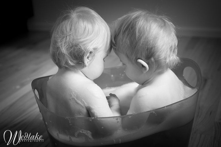 twins in bathtub