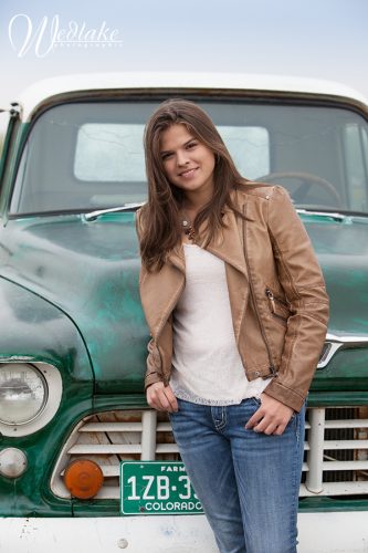 senior picutre with old truck